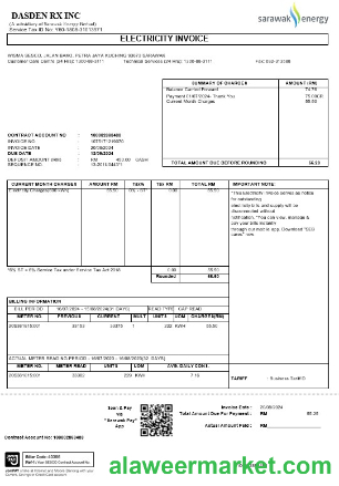 Malaysia Sarawak Energy business utility bill Word and PDF template